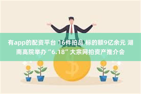 有app的配资平台 16件拍品 标的额9亿余元 湖南高院举办“6.18”大宗网拍资产推介会