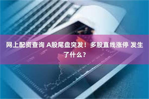 网上配资查询 A股尾盘突发！多股直线涨停 发生了什么？