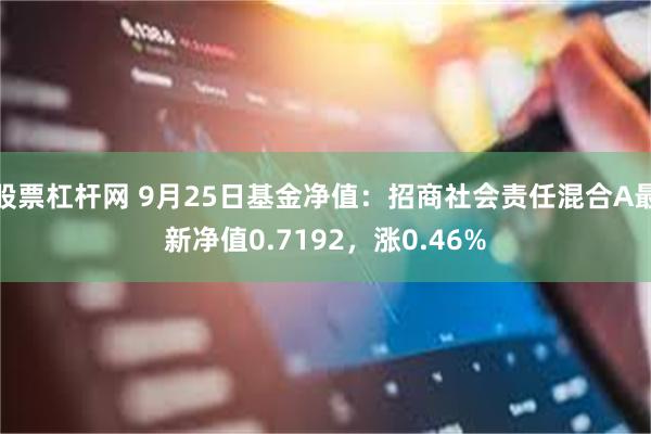 股票杠杆网 9月25日基金净值：招商社会责任混合A最新净值0.7192，涨0.46%